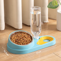 Thumbnail for Blue Pet Bowl Set with Automatic Gravity Water Dispenser - Stainless Steel & PP Feeder Station