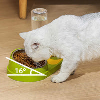 Thumbnail for White And Yellow Pet Bowl Set with Automatic Gravity Water Dispenser - Stainless Steel & PP Feeder Station