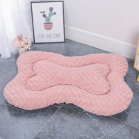 Thumbnail for S Pink Rose Velvet Fish Scale Pet Bed - Creative Bone-Shaped Soft and Cozy Dog & Cat Nest