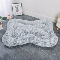 Thumbnail for S Blue-grey Rose Velvet Fish Scale Pet Bed - Creative Bone-Shaped Soft and Cozy Dog & Cat Nest