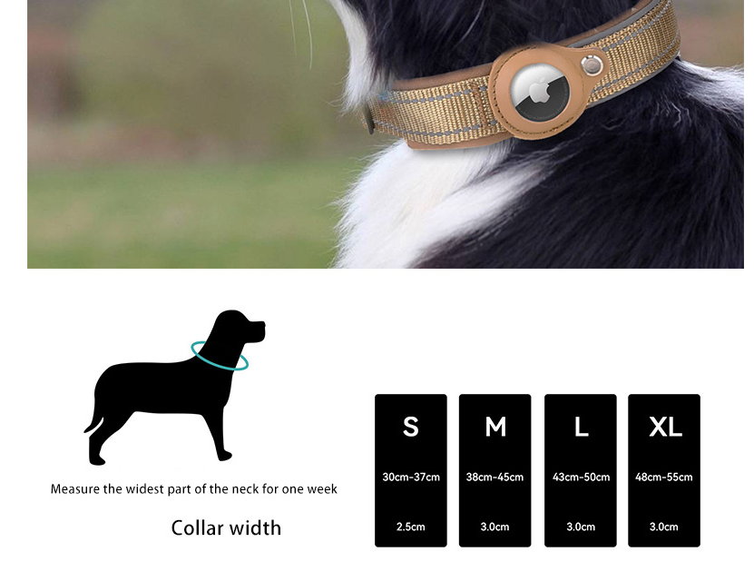 S Orange Secure Nylon Dog Collar with Built-in Apple AirTag (not included) Holder Case - Pet Tracker Accessory