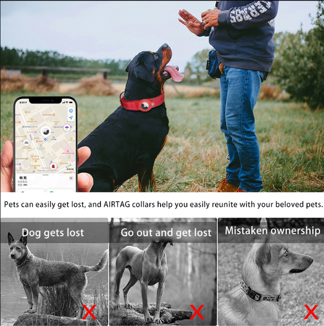 S Orange Secure Nylon Dog Collar with Built-in Apple AirTag (not included) Holder Case - Pet Tracker Accessory