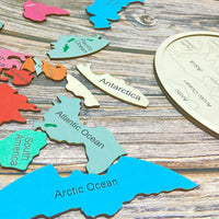 Thumbnail for Wooden Seven Continents Puzzle - Colorful World Map Jigsaw for Early Geography Learning