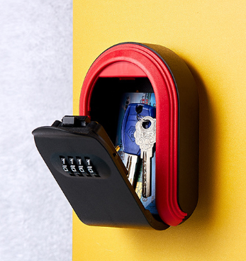 Red 3PCS Wall Mount Plastic Combination Key Lock Box - Secure Key Safe Storage Box