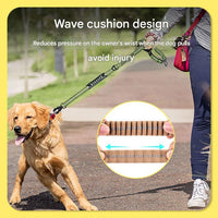 Thumbnail for Black Shock Absorbing Dog Leash with Reflective Stitching - 135cm for Small to Large Dogs