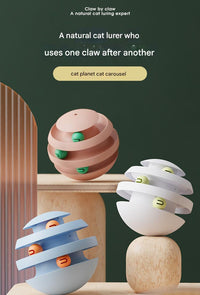 Thumbnail for Pearl White Interactive Cat Scratching Ball Toy - Multi-layer Track with Rolling Ball