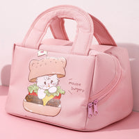 Thumbnail for Light pink Cute Cartoon Lunch Bag - Large Capacity Insulated Handbag for Students and Office Use