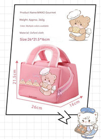 Thumbnail for Light pink Cute Cartoon Lunch Bag - Large Capacity Insulated Handbag for Students and Office Use