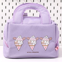 Thumbnail for Purple Cute Cartoon Lunch Bag - Large Capacity Insulated Handbag for Students and Office Use