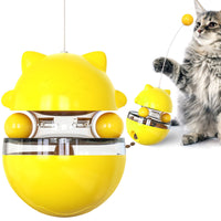 Thumbnail for Cat Teaser Cup Toy, Interactive Treat Dispensing Ball with Wand (Yellow)