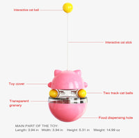 Thumbnail for Cat Teaser Cup Toy, Interactive Treat Dispensing Ball with Wand (Red)