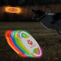 Thumbnail for Red LED Rechargeable Dog Flying Disc - Glow-in-the-Dark Pet Training Toy with Paw Design
