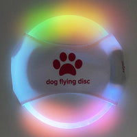 Thumbnail for Colorful Light LED Rechargeable Dog Flying Disc - Glow-in-the-Dark Pet Training Toy with Paw Design