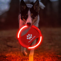Thumbnail for Colorful Light LED Rechargeable Dog Flying Disc - Glow-in-the-Dark Pet Training Toy with Paw Design