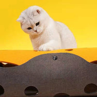 Thumbnail for DIY Felt Cat Tunnel - Foldable Egg Roll-Shaped Pet Toy with Multiple Holes(Brown+Yellow)