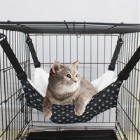 Thumbnail for Cat Cage Hammock - Adjustable Double-Sided Pet Swing Bed with Hooks(Gray star)