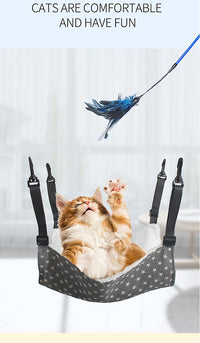 Thumbnail for Cat Cage Hammock - Adjustable Double-Sided Pet Swing Bed with Hooks(White and blue stripes)