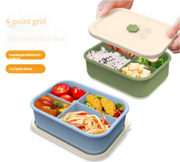 Thumbnail for Dark green Microwave-Safe Silicone Lunch Box with 4 Compartments - Airtight Bento Box for Work and Travel