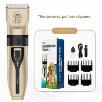 Thumbnail for Professional Pet Grooming Hair Clipper Kit - Rechargeable, Low Noise, with Ceramic Blades & 5-Speed Adjustment(gold)