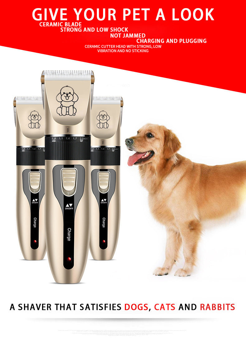 Professional Pet Grooming Hair Clipper Kit - Rechargeable, Low Noise, with Ceramic Blades & 5-Speed Adjustment(gold)