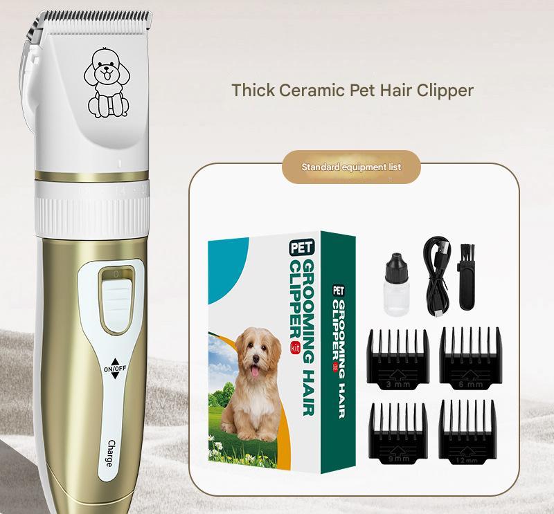 Professional Pet Grooming Hair Clipper Kit - Rechargeable, Low Noise, with Ceramic Blades & 5-Speed Adjustment(Platinum)
