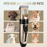 Thumbnail for Professional Pet Grooming Hair Clipper Kit - Rechargeable, Low Noise, with Ceramic Blades & 5-Speed Adjustment(Platinum)