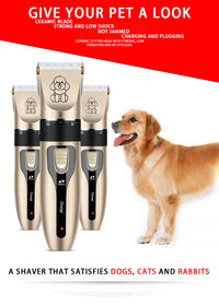 Thumbnail for Professional Pet Grooming Hair Clipper Kit - Rechargeable, Low Noise, with Ceramic Blades & 5-Speed Adjustment(White)