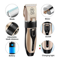 Thumbnail for Professional Pet Grooming Hair Clipper Kit - Rechargeable, Low Noise, with Ceramic Blades & 5-Speed Adjustment(White)