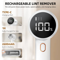 Thumbnail for Rechargeable Electric Lint Remover with LED Display - 3 Speed Levels, USB-C Charging, 2600mAh Battery(white)