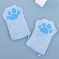 Thumbnail for Adorable Pet Paw Grooming & Drying Mitt - Super Absorbent Fleece Material(Blue)