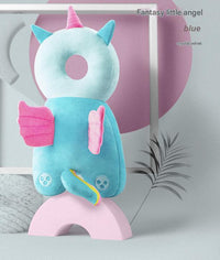 Thumbnail for Adorable Baby Head Protector Backpack Cushion - Anti-Fall Toddler Safety Pad with Adjustable Straps(Blue Angel)