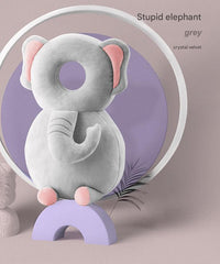 Thumbnail for Adorable Baby Head Protector Backpack Cushion - Anti-Fall Toddler Safety Pad with Adjustable Straps(Gray Elephant)