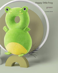 Thumbnail for Adorable Baby Head Protector Backpack Cushion - Anti-Fall Toddler Safety Pad with Adjustable Straps(Green Frog)