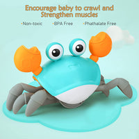 Thumbnail for Interactive Crawling Crab Baby Toy with Music, Lights & Obstacle Avoidance(Orange)
