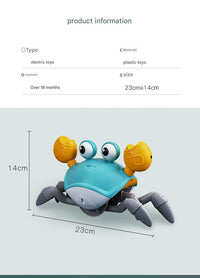 Thumbnail for Interactive Crawling Crab Baby Toy with Music, Lights & Obstacle Avoidance(Pink)