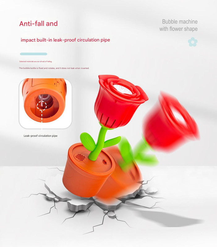 Electric Flower Bubble Machine with Music - Rechargeable, 10-Hole Output(yellow)