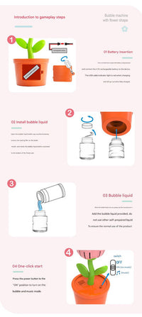 Thumbnail for Electric Flower Bubble Machine with Music - Rechargeable, 10-Hole Output(Pink)