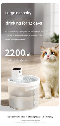 Thumbnail for Orange Wireless Automatic Pet Water Fountain - 2.2L Motion Sensor Dispenser
