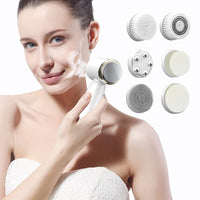 Thumbnail for White 6-in-1 Electric Facial Cleansing Brush Set - Rechargeable & Waterproof