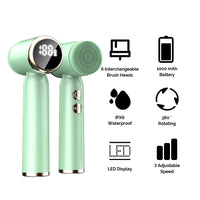 Thumbnail for White 6-in-1 Electric Facial Cleansing Brush Set - Rechargeable & Waterproof