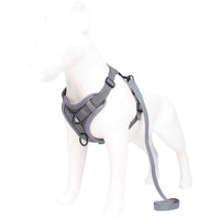 Thumbnail for Grey Reflective Mesh Dog Harness and Leash Set - Adjustable No-Pull Vest - L