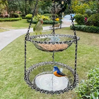 Thumbnail for Grey Easy Clean Hanging Bird Feeder - Double Layer Durable Plastic Design for Patios