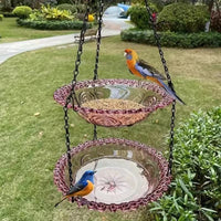 Thumbnail for Purple Easy Clean Hanging Bird Feeder - Double Layer Durable Plastic Design for Patios