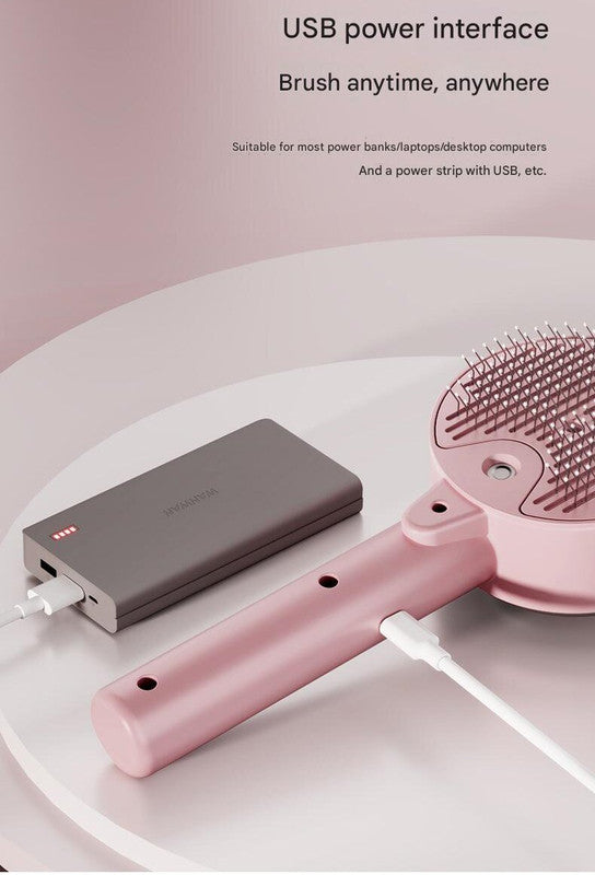 Pink Rechargeable Pet Grooming Brush with UVC Sterilizer & Mist Spray