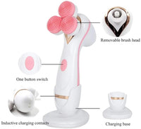 Thumbnail for Blue 3-Head Electric Facial Cleansing Brush - Rechargeable Spin Scrubber Kit
