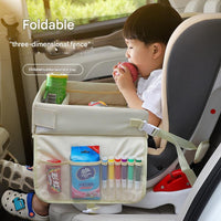 Thumbnail for Kids Car Seat Travel Tray - Waterproof Lap Desk with Storage Pockets (Beige Bear - Square)