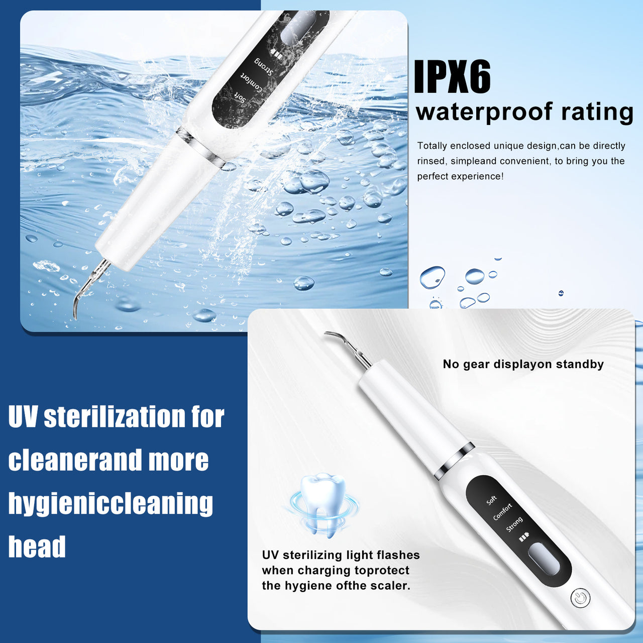 Black Professional Pet Dental Cleaning Kit - Ultrasonic Scaler, Tools & 3 Modes