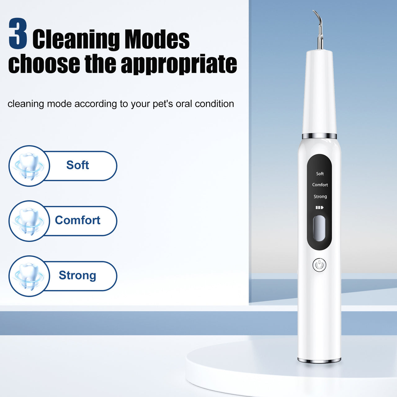 Black Professional Pet Dental Cleaning Kit - Ultrasonic Scaler, Tools & 3 Modes
