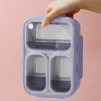 Thumbnail for Purple 3-Compartment Stainless Steel Bento Lunch Box - Leak-Proof, for Kids & Adults for School & Office