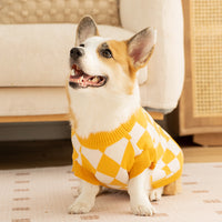 Thumbnail for Classic Argyle Dog Sweater - Yellow & White Knit for Corgis & Medium Breeds (Size : S)